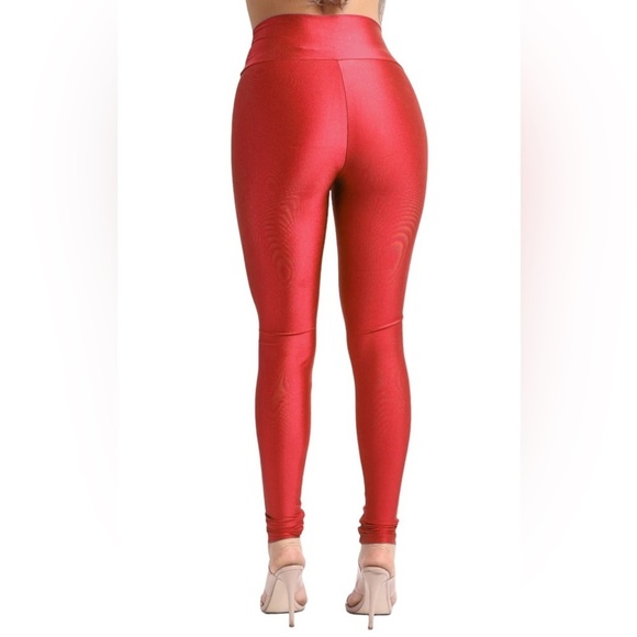 Red Leggings Stretch Skinny Shiny Active Zipper Front
Yoga 
New - Picture 5 of 9